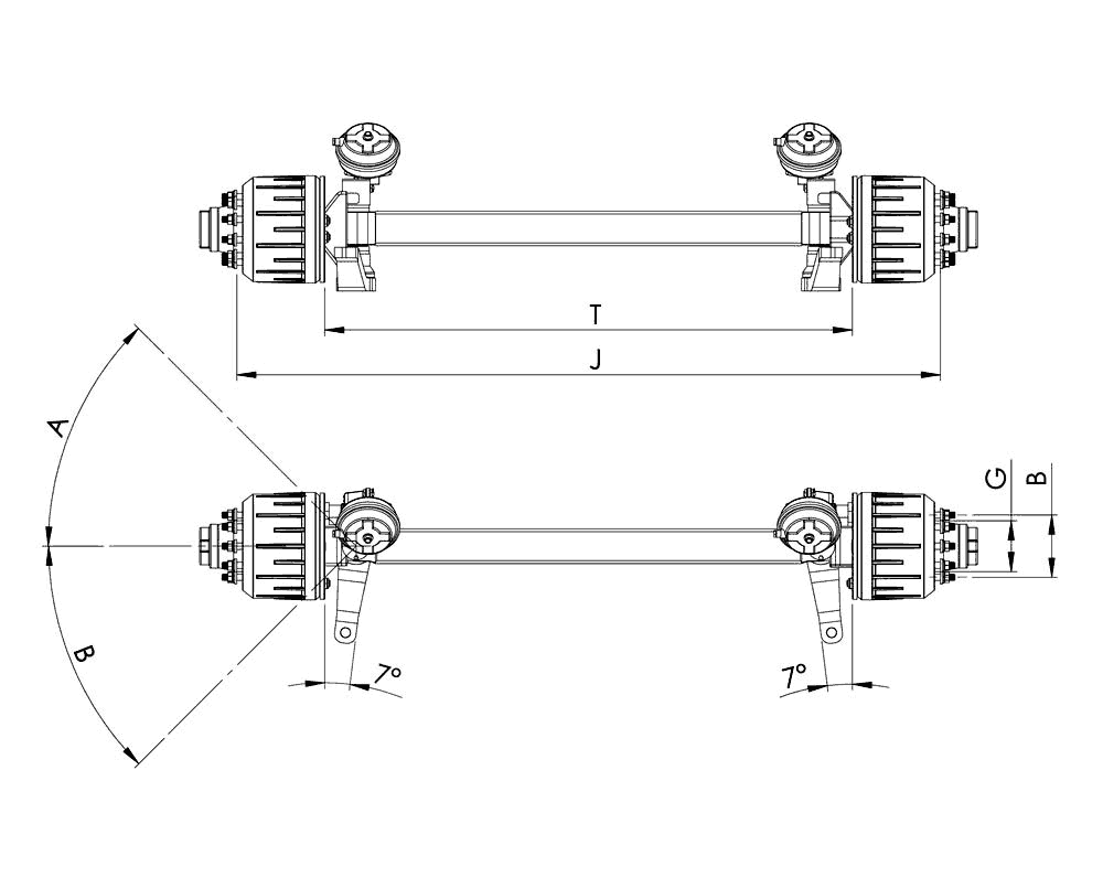 Hydraulic Steering Axle Technical Drawing TAS